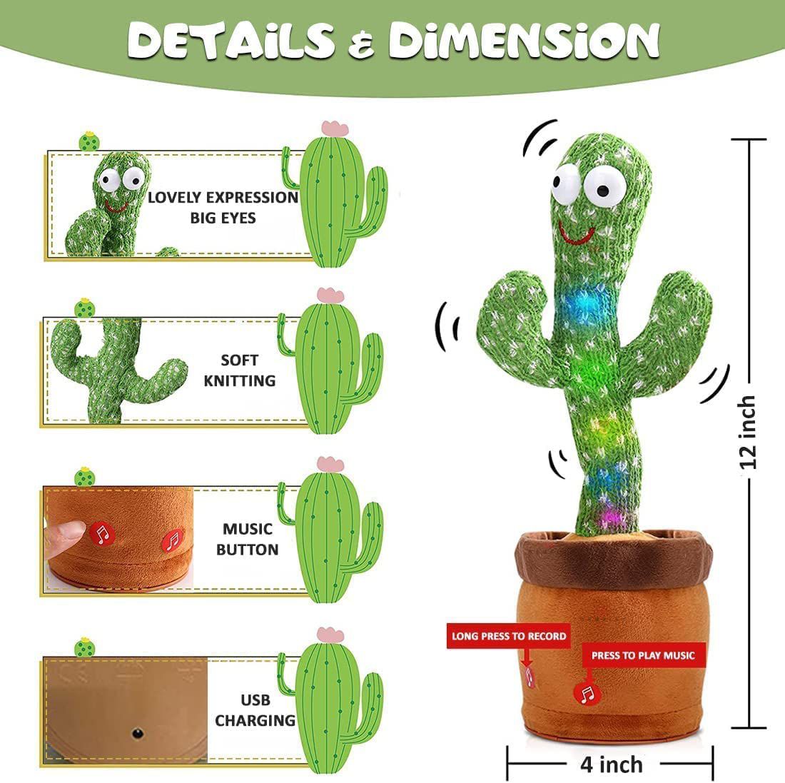Dancing & Singing Cactus Toy – Hilarious Interactive Plush for Kids & Babies Billux Bazaar