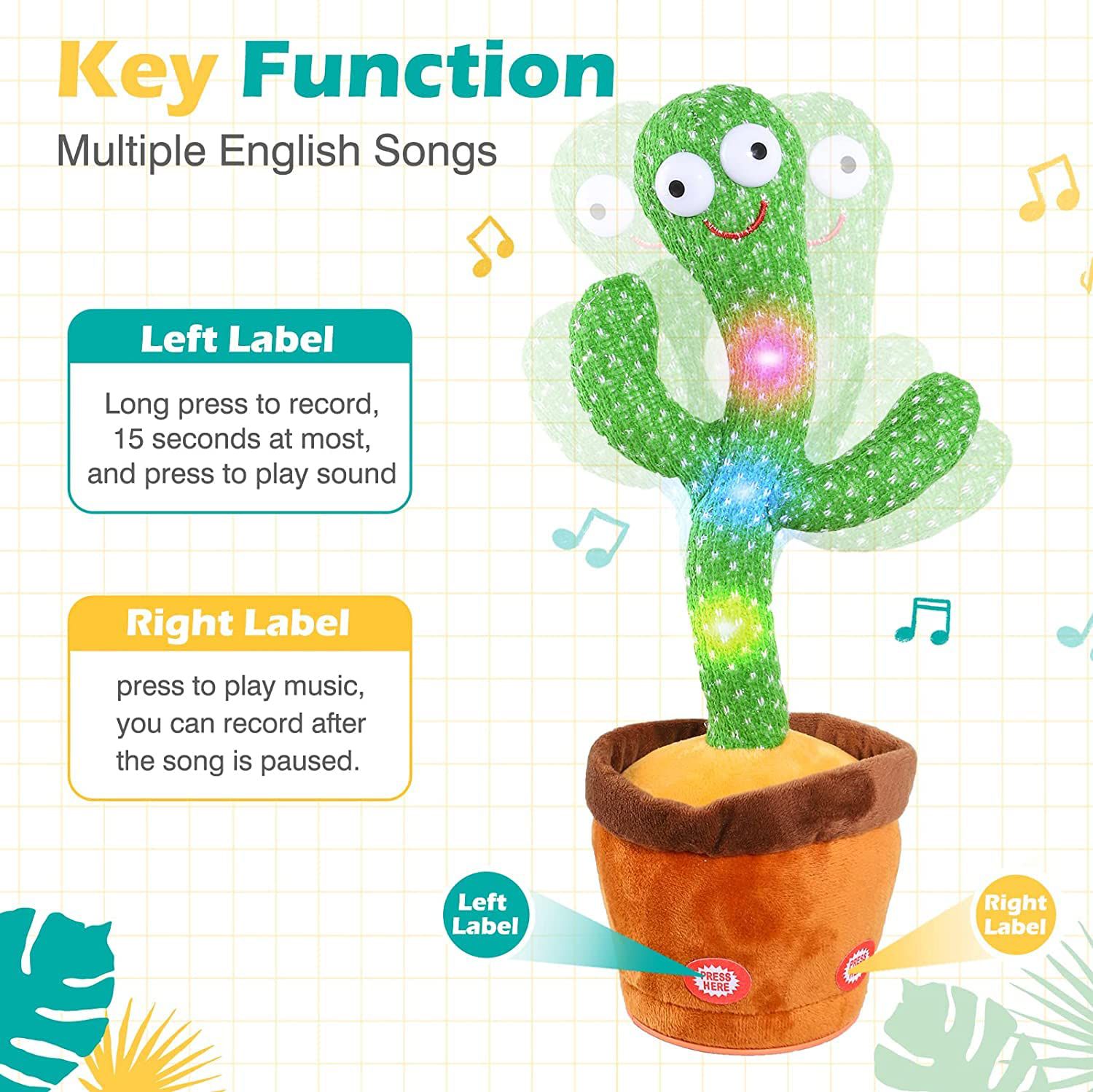 Dancing & Singing Cactus Toy – Hilarious Interactive Plush for Kids & Babies Billux Bazaar