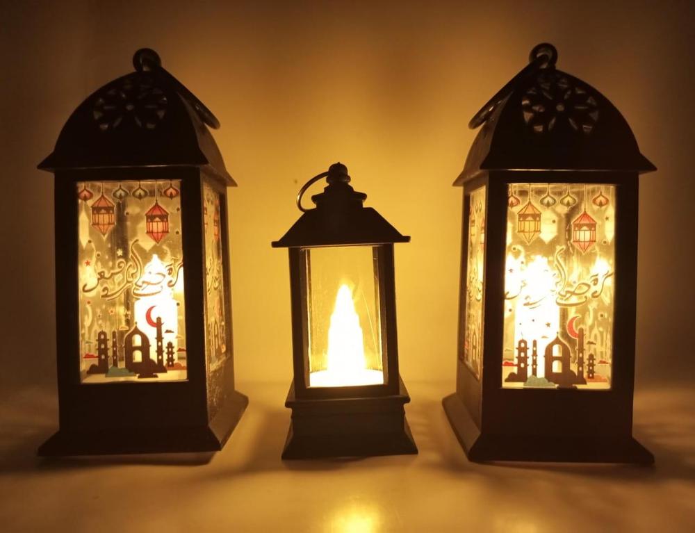 Ramadan LED Flame Light Decoration Lamp, Pack Of 3 (BLACK)